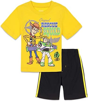 Disney Pixar Toy Story Buzz LightYear Woody Camiseta gráfica e shorts de malha definem infantil para criança