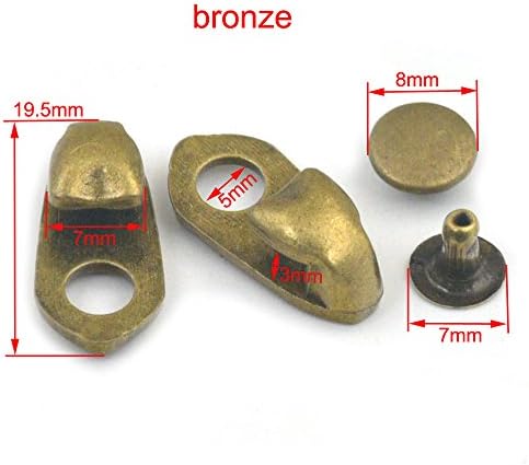 Bluemoona 15 conjuntos - Botões fivelas de gancho com rebites de caminhada Sapatos de caminhada Reparação de bronze
