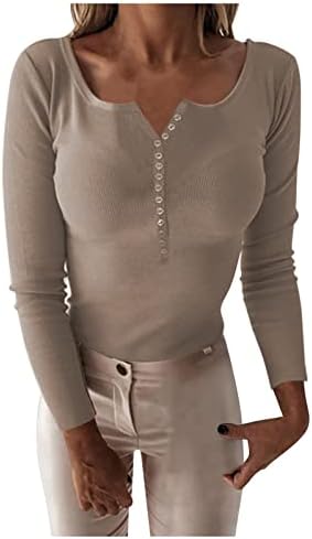 Suéter feminino 2022 botão de manga longa casual tricô sólido t-shirt blusa blusa suéteres para 2023