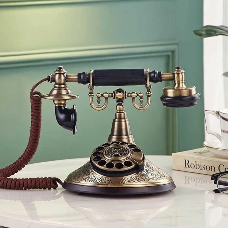 N/A Telefone vintage Rotativo Discando com cordão antiquado com fio com um ajuste de volume de toque