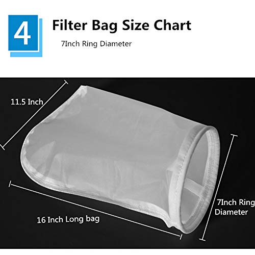 Meias de filtro de malha de nylon anel de 7 polegadas de 7 polegadas 150 mícron de 16 polegadas de comprimento NMO Sacos de filtro aquário -1pack