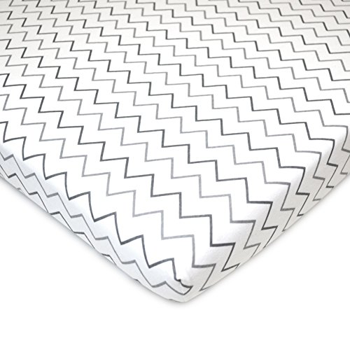 Tl Care 2 pacote impresso Natural Cotton Jersey Knit Pack N Play Playard Sheet, Gray Star/Grey Zigzag,