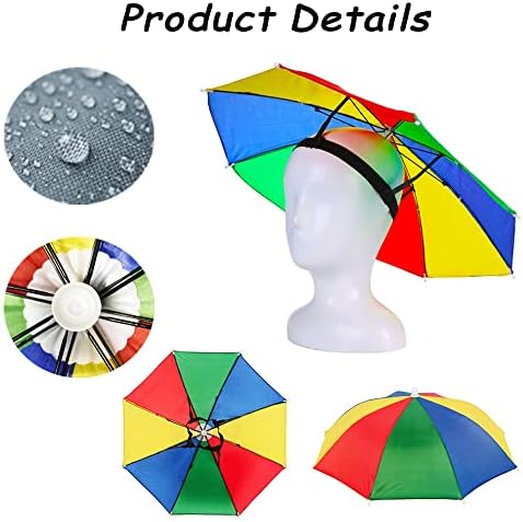 6 Pacote de guarda -chuva chapéu de guarda -chuva de arco -íris para crianças adultas, chapéu de