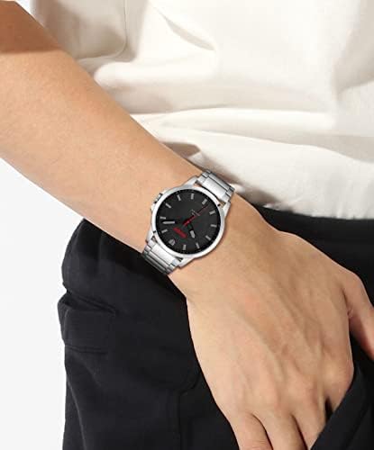 Relógio de quartzo analógico de Hugo Men com cinta de aço inoxidável 1530246, preto