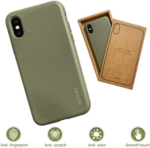 EPLANITA ECO iPhone X/XS Case de telefone celular, fibra de planta biodegradável e compostável e TPU mole,