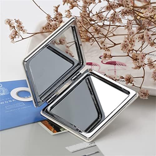 TJLSS Mini maquiagem espelho de bolso compacto compacto branco sintético espelho de bolso de couro 2 para