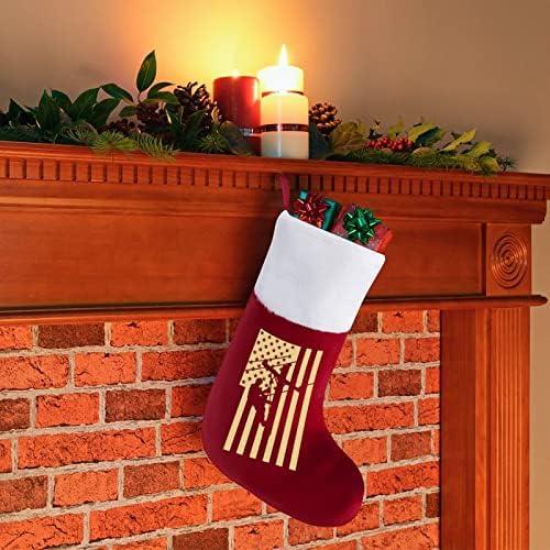Lineman American Flag Christmas Socas penduradas meias para a decoração da casa de férias da árvore