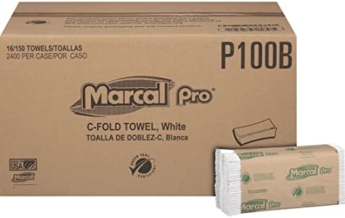 Toalhas de papel dobradas do Marcal Pro C, 100 % recicladas de 1 dobra, 150 toalhas dobradas por pacote,