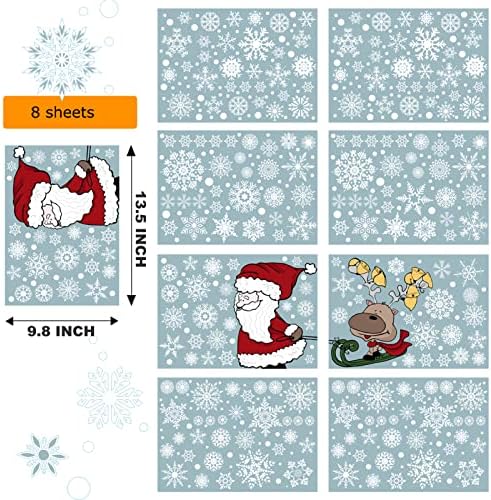 Sunolga 457 PCs Christmas Snowflake Janela adesiva A adesivos para vidro, adesivos de janela de Natal