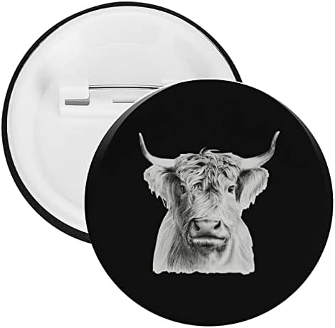 Funnamente Highland Cow Tinplate Round Badge Padrão Impresso Taquela de lapela Tag de broche de