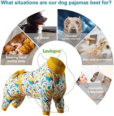 LOVINPET XL Roupas para cães para pitbulls - Impressão espacial externa de hortelã, cuidados com feridas e macacão