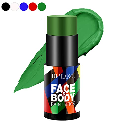 De'lanci Green Face Paint Stick, bastão de tinta corporal de creme misturável, maquiagem de fundação de futebol