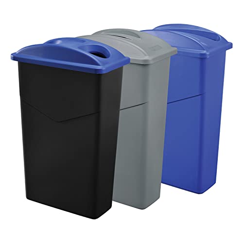 Sistema global de recipientes de lixo de reciclagem tripla industrial, 23 galões cada