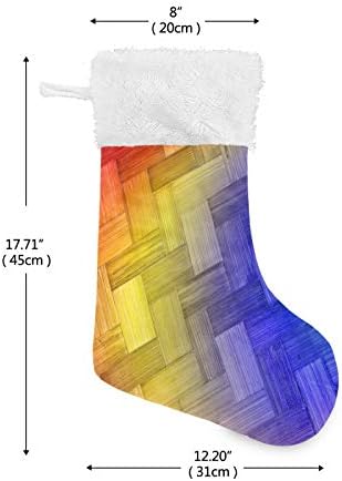 Meias de natal alaza arco -íris tecer clássico clássico personalizado grande decorações de meia para férias em