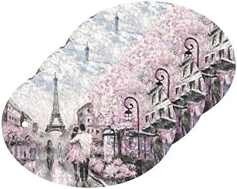 Kigai 3 PCs Limpeza Esponjas esponjas odor Ponto de limpeza de cozinha grátis para lavar pratos esponja de polpa de madeira - Amante romântico rosa Eiffel Tower