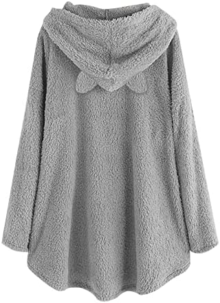 Natal feminino lã solteira lã quente de manga longa longa estampa com capuz de capuz Capuz Casual Sweatshirt