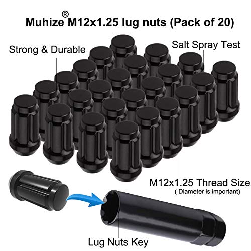 MUHIZE M12X1.25 NUGAS NEGRAS-NOT A UPGRADE RODA COM 1 CHAVE, END-FECHADO 6 SPORTLET COMPATÍVEL COM