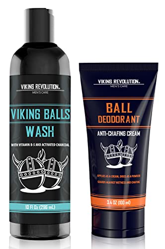 Viking Revolution Mens Balls Lavar e desodorante Free e Anti -Rafing for Men - Lavagem de bola com mentol,