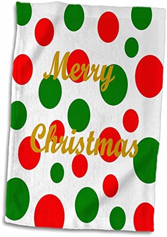 3drose Florene Holiday - Imagem de boas festas de ouro em pontos vermelhos e verdes - toalhas