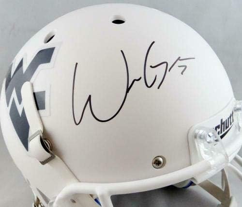 Will Grier assinou o West Virginia em tamanho grande Capacete Schutt - JSA W Auth - Capacetes da faculdade autografada
