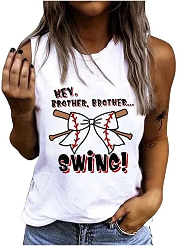 Baseball mama tampo tampo feminino feminino de camiseta casual camiseta sem mangas letra impressão de verão tops fofos correspondentes para mulheres