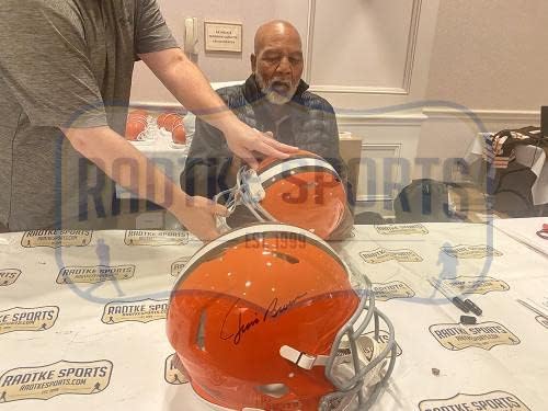 Jim Brown assinou o Cleveland Browns Speed ​​Speed ​​Commal Tamanho NFL Capacete - Capacetes NFL autografados