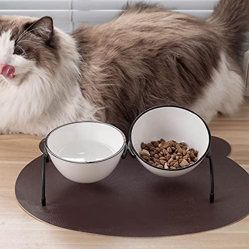 Tigelas de gato de Trundisan, tigelas de comida de gato de cerâmica ajustáveis ​​atualizadas, prato de estimação