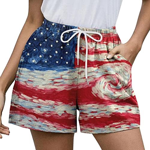 4 de julho shorts para mulheres casuais shorts de shorts de shorts de bandeira americana solteira de coragem