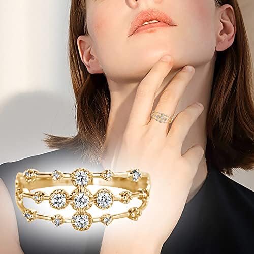 Moda Women's Diamond Open Work Ring Zircon Noivado anel de casamento Anel de aço inoxidável Anéis