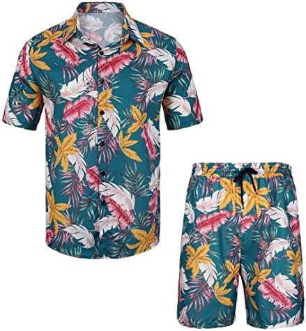 Rambler 1985 masculino curto conjunto havaiano camisa de botão e shorts praia moda