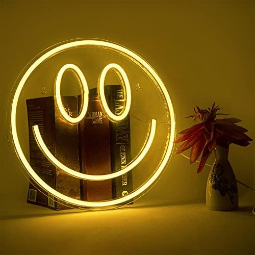 Leburry Smiley Face Néon Sign - Kawaii Smiley Face Decor - Luz LED fofa e aconchegante para quarto de viveiro,
