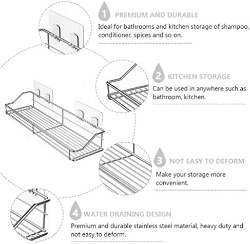 Caddie do chuveiro de hemotão Aço inoxidável Banheiro de cesta de prateleira Organizador de parede