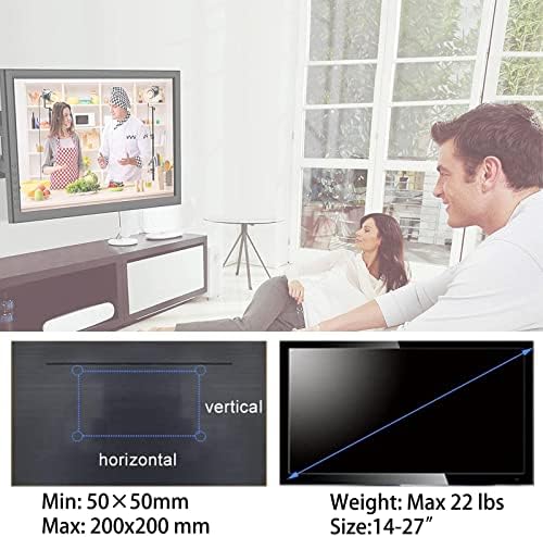 Montagem de parede de TV WKLSRHBD, suporte para a maioria das TVs de 14 a 27 polegadas de LED, LCD e TVs de plasma, Max Vesa 200x200mm, encaixa TVs/monitor PPALE PLAT, montagem de TV de braço longo