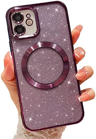 MGQILING COMPATÍVEL COM IPHONE 11 CASA GLITTER MAGNÉTICA, LUZULO BLING BLING Clear Telefone,