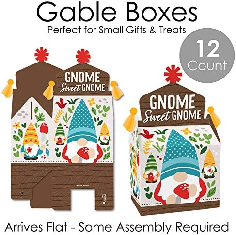 Big Dot of Happiness Garden Gnomes - Tratar favores da festa da caixa - Fester Gnome Party Goodie Gable Boxes