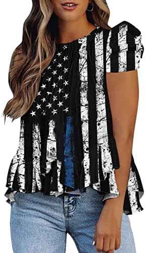 Camisas de verão que escondem a gordura da barriga para mulheres impressão de bandeira americana