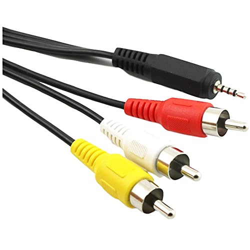 1pcs 1,5m/5ft 1x 2,5 mm Mini estéreo AUX macho para 3 RCA macho plug conector adaptador de áudio AV Video Cable