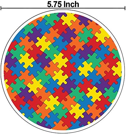 Autismo Decalel de decalque Round Conscientizador Rainbow Puzzle Decalque magnético, 5 1/2 polegada