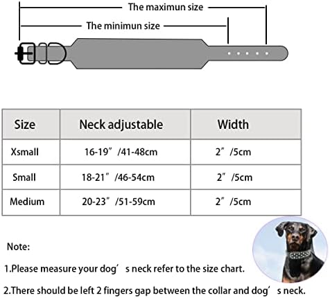 Colar de colarinho de cachorro de máquinas colarinho cravejado de cães com espigas para cães médios grandes, largura de 2
