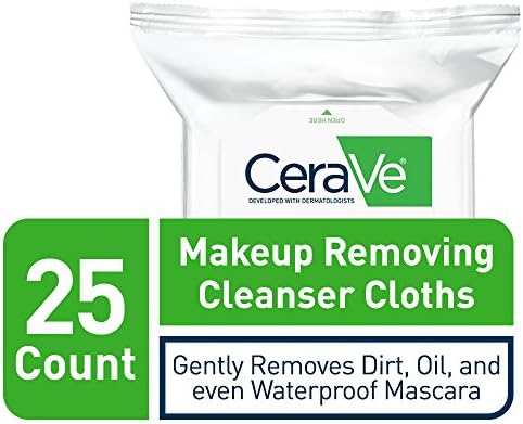 Cerave Makeup Removendo panos de limpeza | Limpos de maquiagem para remover a sujeira, óleo e maquiagem de olho