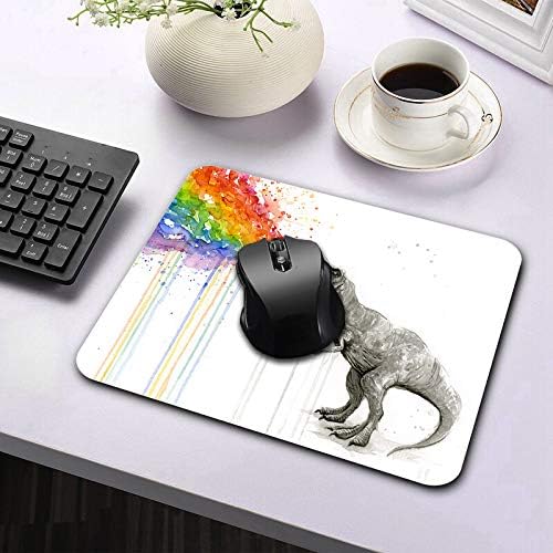 Almofada de mouse, dinossauros aquarela spray arco-íris mouse retângulo retângulo de borracha de