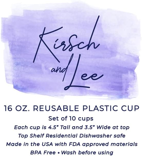 Kirsch e Lee Girl Baby Shower Party Cup conjunto de 10 - Copos de plástico transparente reutilizáveis