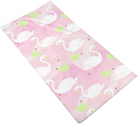 Cisne branco em toalhas de mão rosa rosa de rio Face e pano de lavagem corporal panos macios com fofos impressos