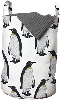 Bolsa de lavanderia de Penguin de Ambesonne, Criatura de Layout de inverno Antártico de Padrões Fria Arctic