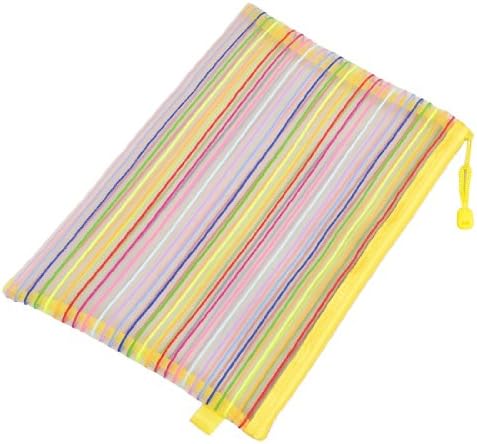 Listras de nylon uxcell zip up a4 documento de documento de documento de caneta saco de bolsa, multicolor