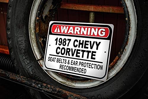 1987 87 Chevy Corvette Sateting Belt Recomendado Sinal rápido, sinal de garagem de metal, decoração de parede,