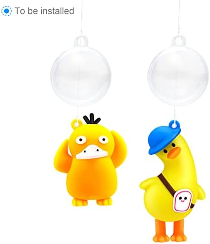 Psmile 2pcs Flutuante Tanque de peixes Casa torta Duck Duck and Mini Duck Figura com bola flutuante Decorações