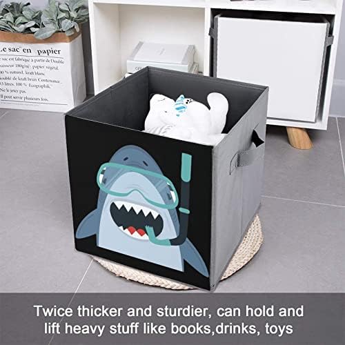 Tubarão branco fofo com caixa de armazenamento de armazenamento de tecido dobrável de mergulho Caixa