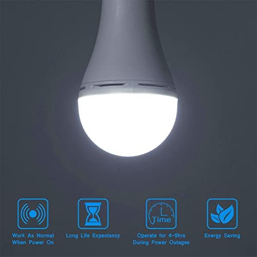 Ymutg E27 Bulbos de emergência Luz LED recarregável com lâmpada LED de backup de bateria