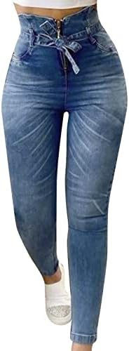 Calça 9 calças magras na cintura alta jeans Small lápis Leggings